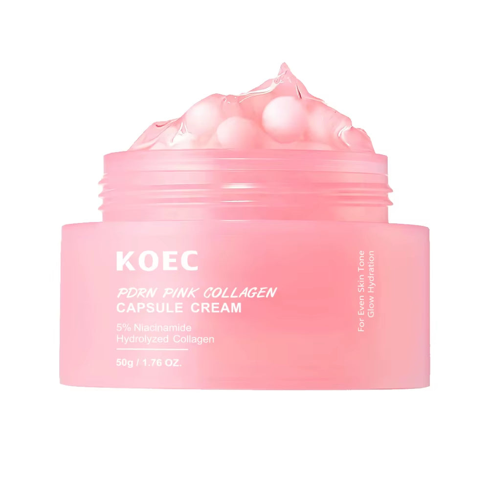 Revitalize Your Skin with 50G KOEC PDRN Pink Collagen Capsule Cream - Anti-Wrinkle, Hydrating, and Glowing Formula with 5% Niacinamide and Hydrolyzed Collagen