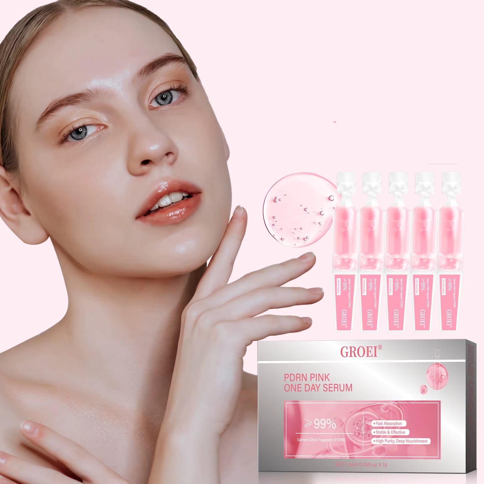 Revitalize Your Skin with 10Pcs PDRN Serum - Moisturizing, Brightening, and Anti-Aging Facial Treatment