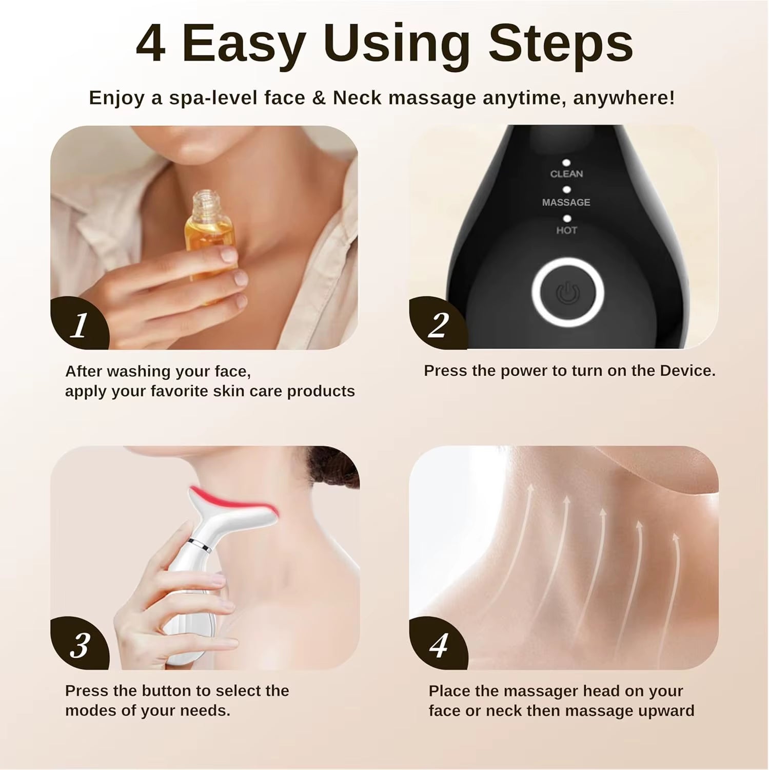 Revitalize Your Skin with the 3-in-1 LED Neck Beauty Device - Microcurrent Facial Massager for Daily Anti-Aging Skincare
