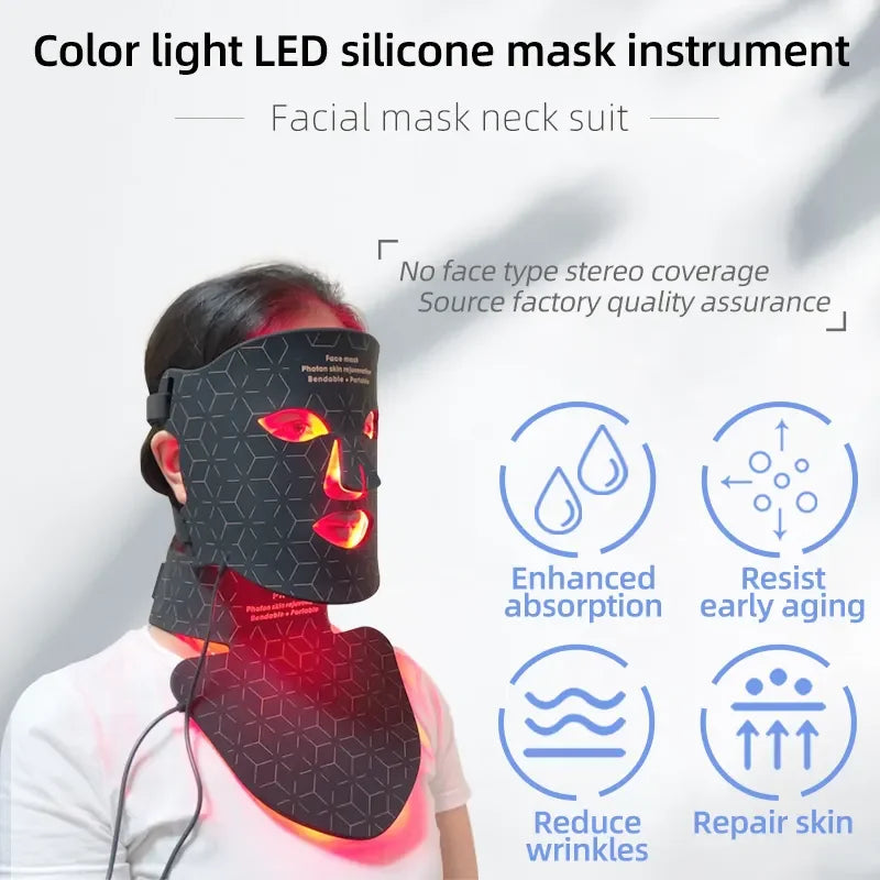 Led Silicone Mask Led Light Therapy Mask Led Red Light Facial Beauty Mask for Face Acne Blue Light Therapy Face