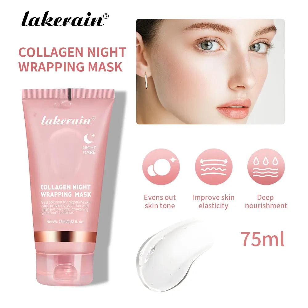 Collagen Night Wrapping Mask Exfoliating Facial Elastic Moisturizing Care Reduce Relaxation Dullness Hydrolyzed Collagen Shiny