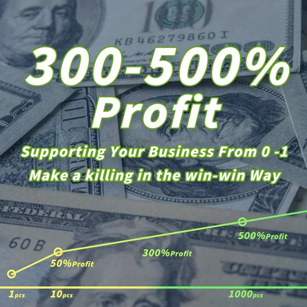 PDRN Peptide Face Serum product image with bold 300–500% profit promotional text over dollar bills