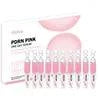 Niacinamide Face Moisturizer cream in pink packaging with a row of individual skincare ampoules displayed beside it