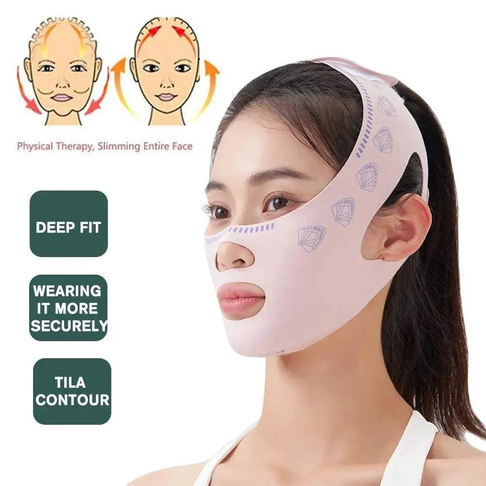 Pink V face lifting belt for double chin support