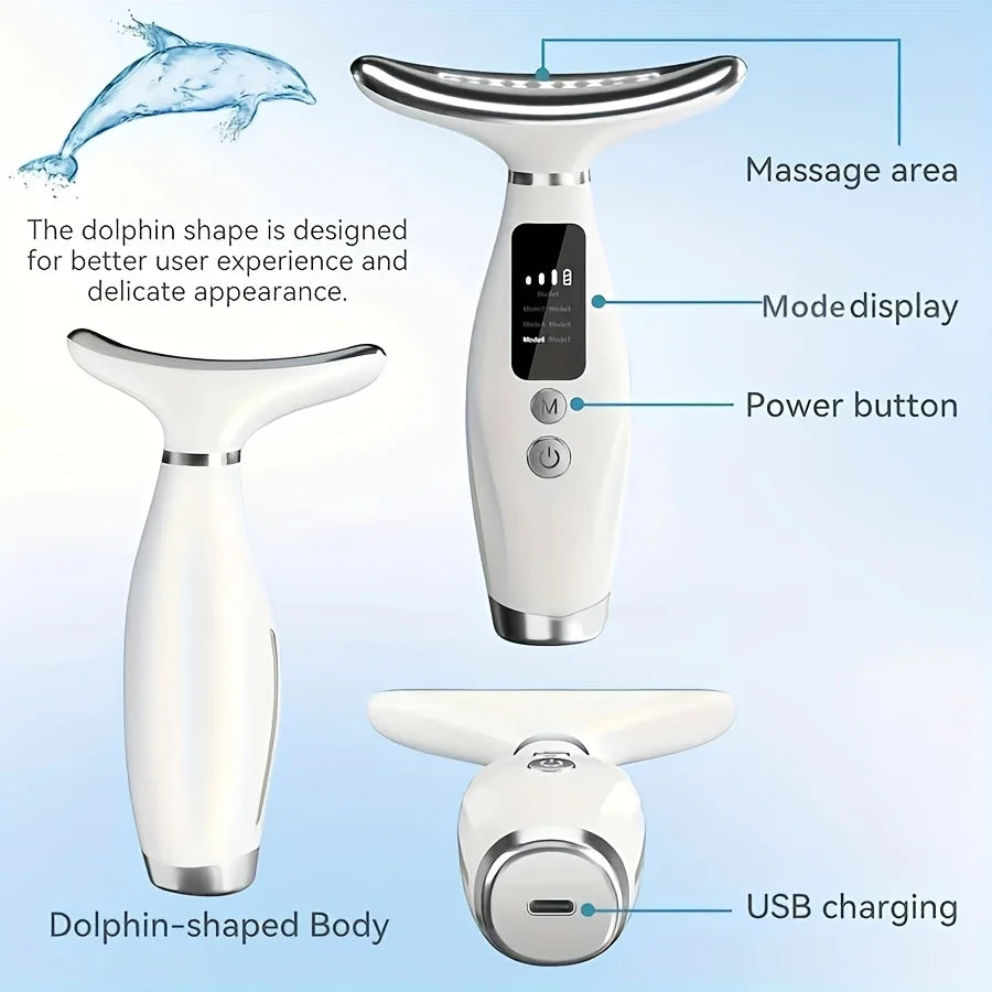 7 Colors LED Lights Face Neck Beauty Device Vibration Massage Improve Neck Lines Home Use Face Lifting Machine