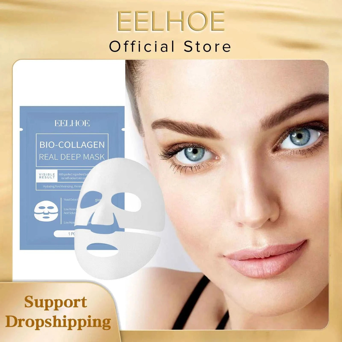 Collagen face sheet mask for daily home skincare