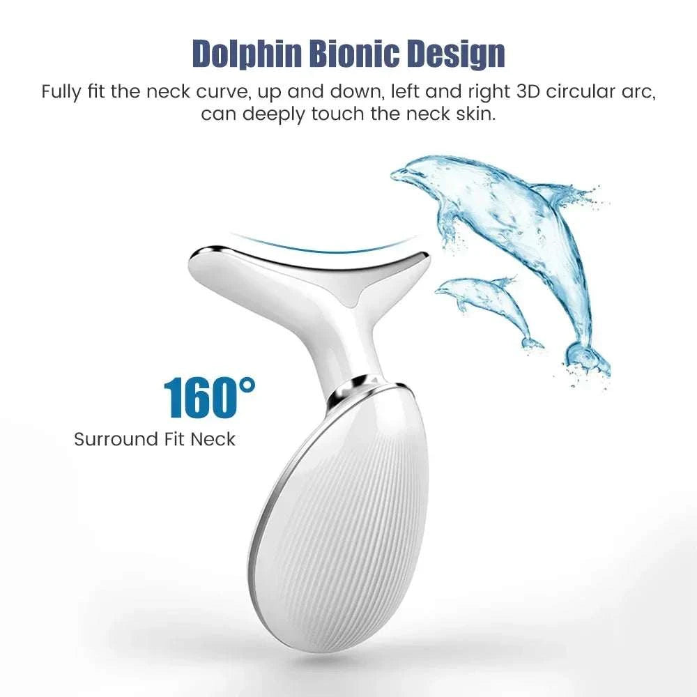 Face Neck Lift beauty device in white acrylic with a curved neck-fit head and ribbed handheld body