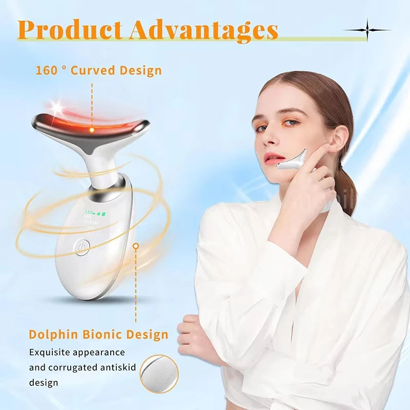 7 Colors LED Lights Face Neck Beauty Device Vibration Massage Improve Neck Lines Face Lifting Machine for Wrinkles, Double Chin4