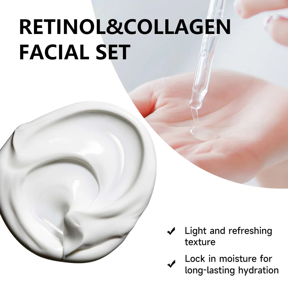 YOUNGCOME Retinol Collagen Hyaluronic Acid Moisturizer & Essence Set - Daily Nourishing Facial Care Kit for Deep Hydration