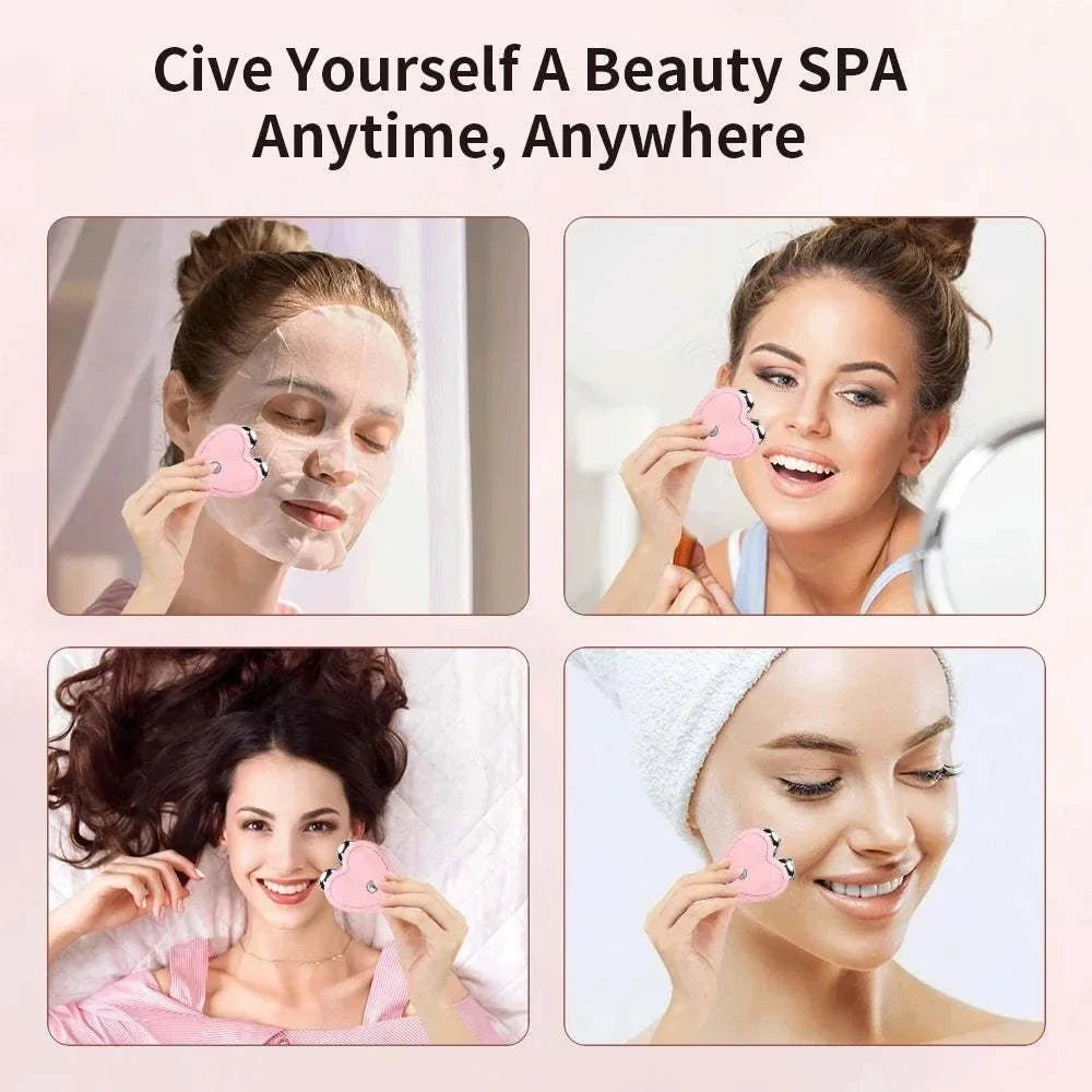 Microcurrent Face Beauty Instrument, pink handheld facial massager with a compact ergonomic design for cheeks and jawline