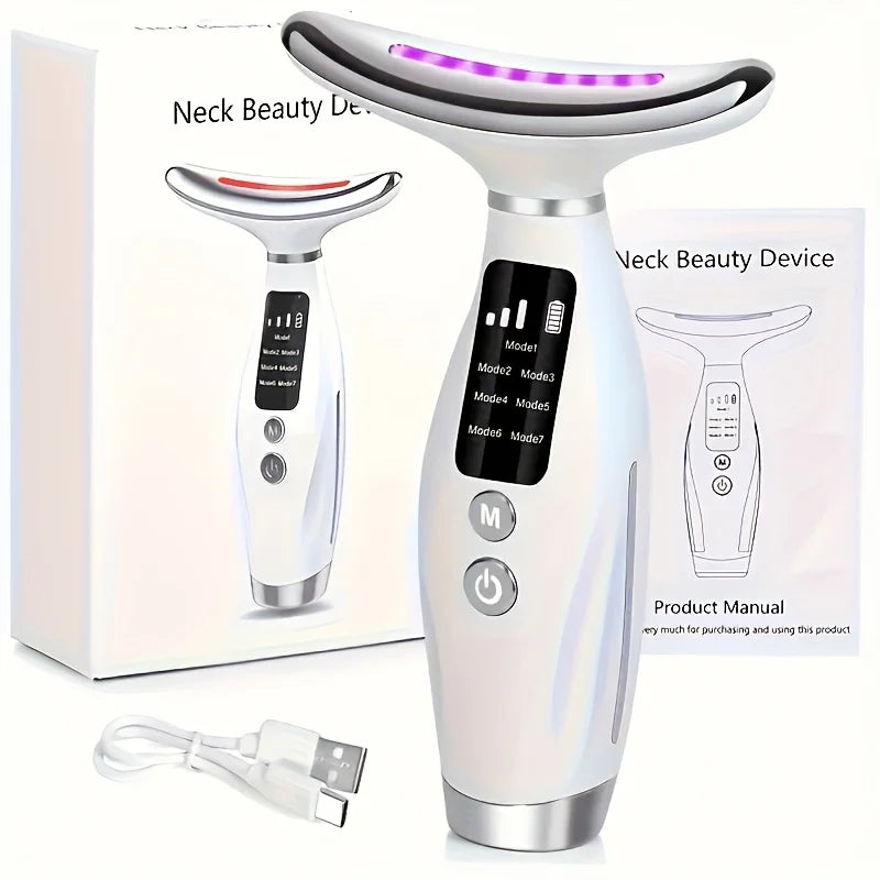 7 Colors LED Lights Face Neck Beauty Device Vibration Massage Improve Neck Lines Home Use Face Lifting Machine