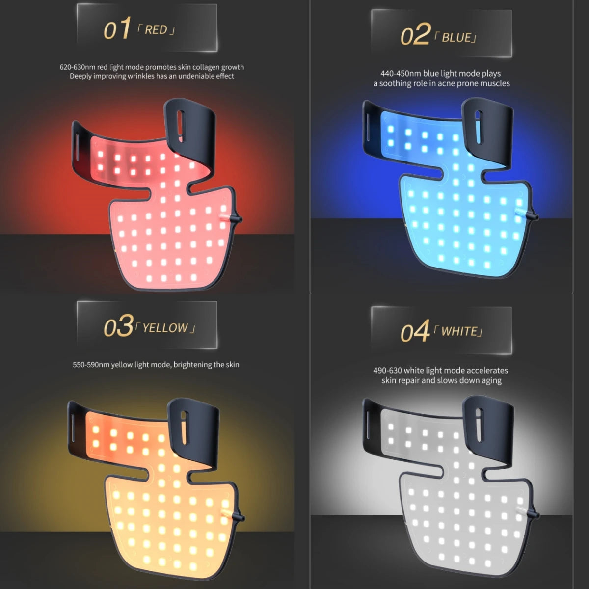 LED Neck Beauty Device,4 Light Therapy Modes, Skin Brightening & Elasticity Boost, 360° Illumination, Easy to Use