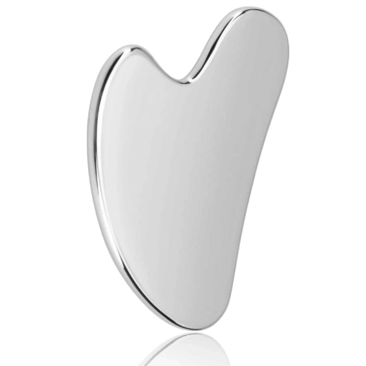 ice facial roller set featuring a smooth silver stainless steel gua sha tool with a curved massage design