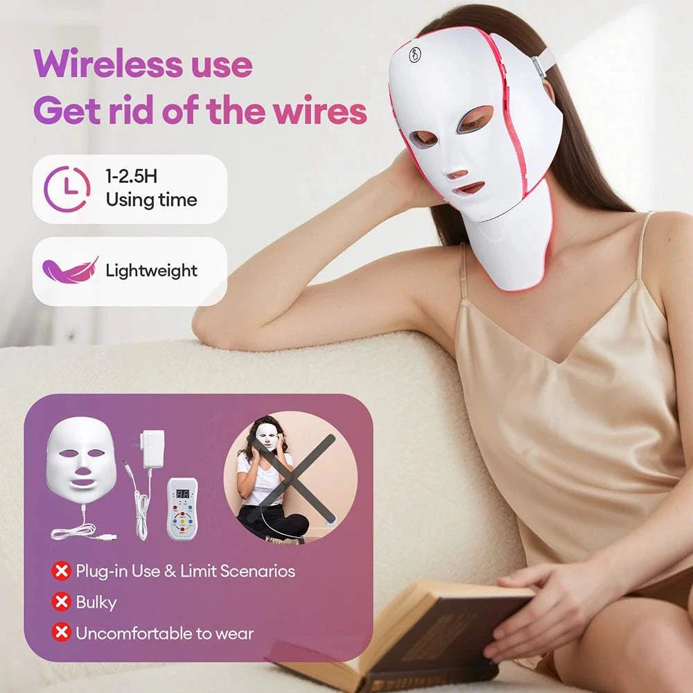 Wireless 7-Color LED Face Neck Mask