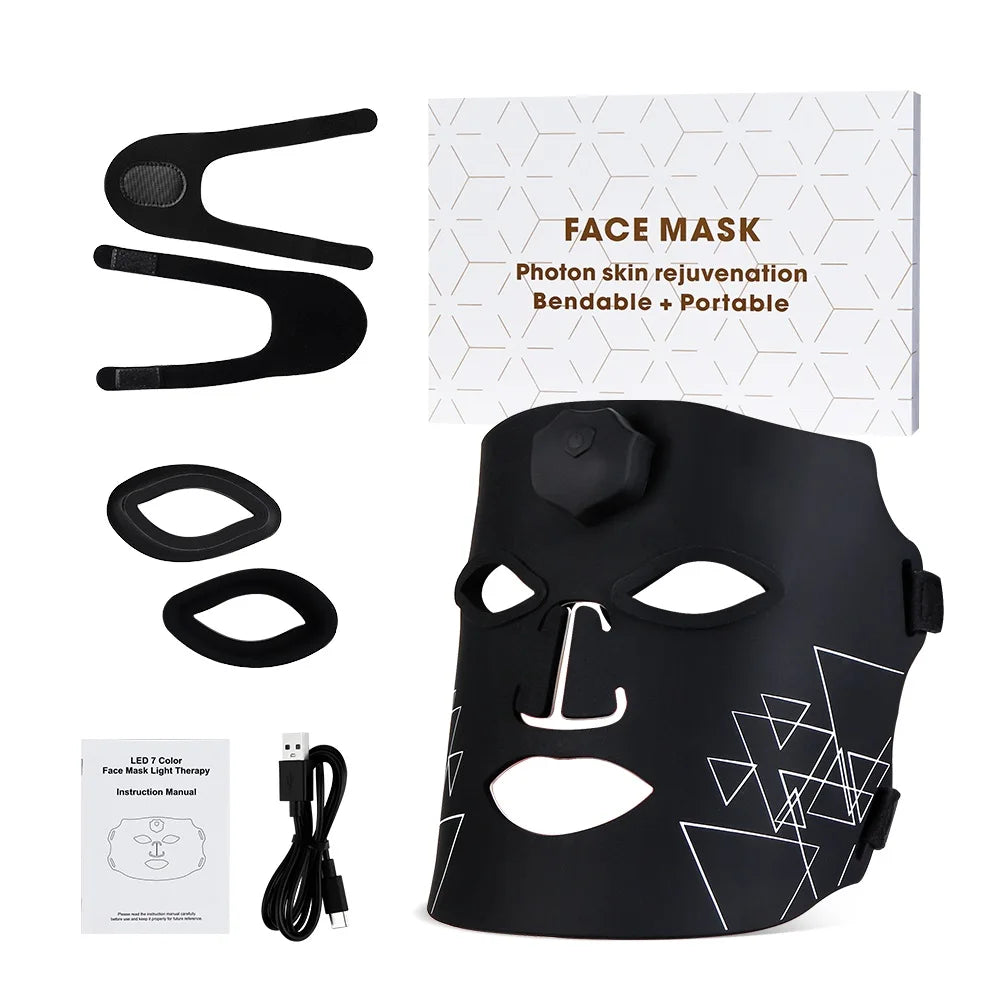 LED Silicone Mask 7 Color LED Facial Beauty Mask Photon Face Mask Anti-aging Repair Skin Firming Silicone Face Mask Machine