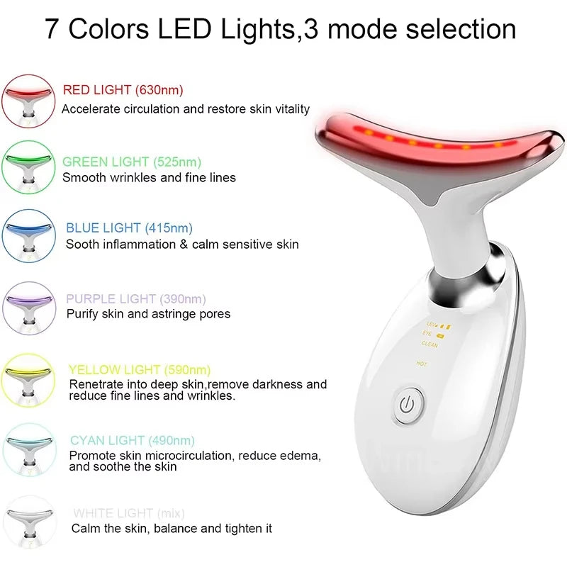 7 Colors LED Lights Face Neck Beauty Device Vibration Massage Improve Neck Lines Face Lifting Machine for Wrinkles, Double Chin4