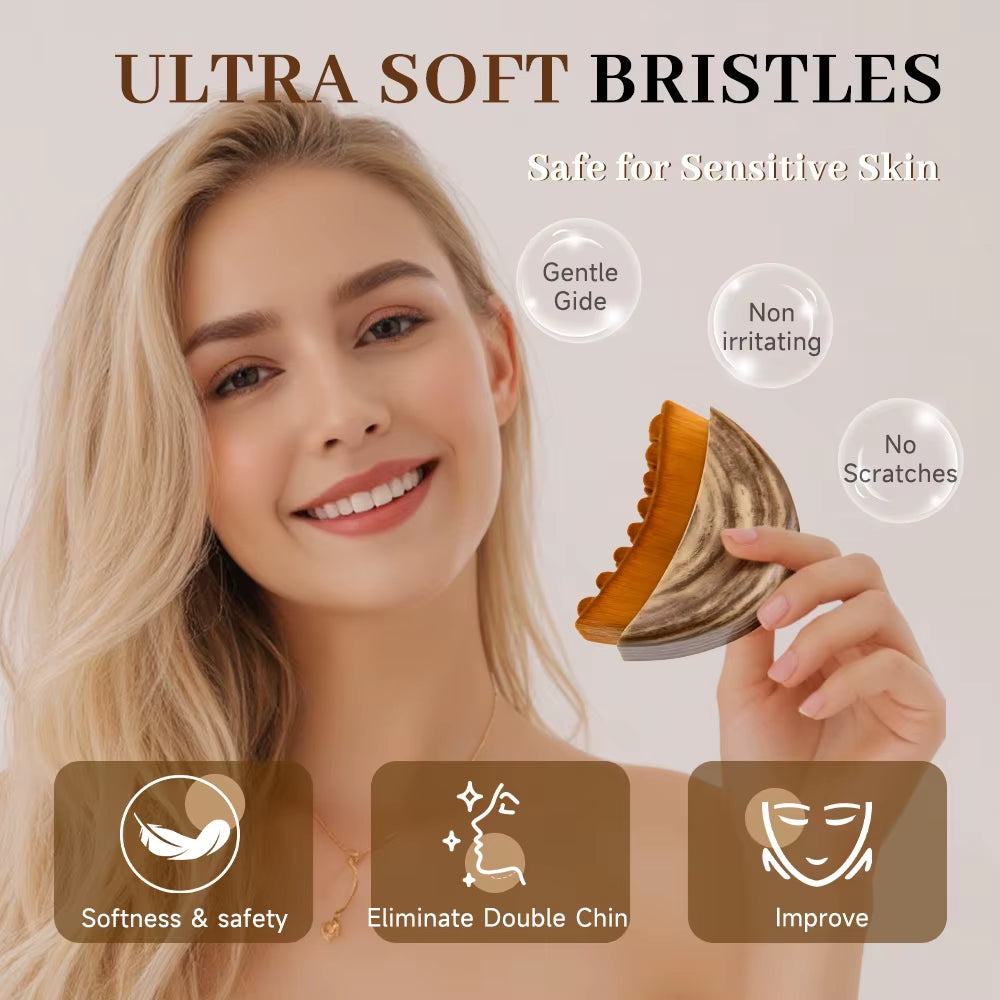 Portable Lymphatic Contour Face Brush,Facial Sculpting Guasha Massager,Lymphatic Drainage Massager Skin Scraping Facial Brush