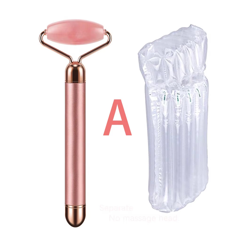 Revitalize Your Skin with the New Electric Vibrating Jade Roller Massager - Slimming Face Lifting Rose Quartz 3D Facial Tool