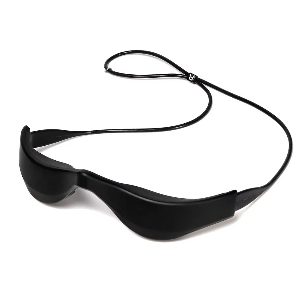 3D EMS Eye Massager in black plastic with a wraparound 3D frame and adjustable cord for eye-area care