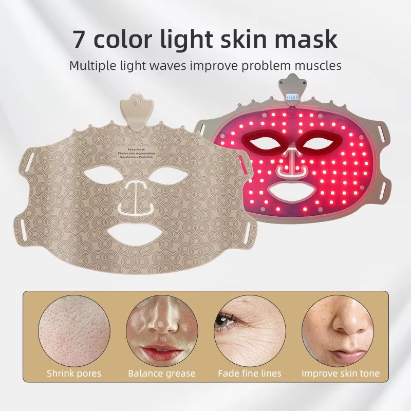 7 Colors LED Photon Beauty Mask Instrument USB Electronic Mask Rejuvenation Lightens Fine Lines Brighten Skin Tone Repair Skin