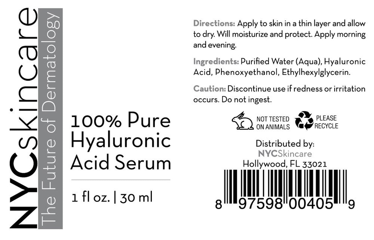 Hyaluronic Acid Facial Serum in a clear 30 ml bottle with a white label and black text
