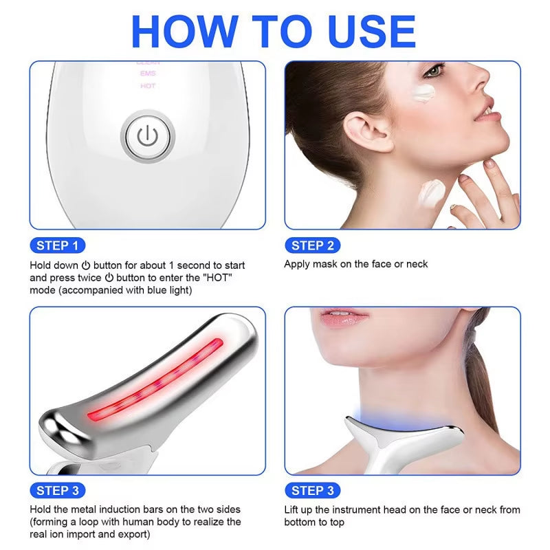 Revitalize Your Skin with the USB Facial Massager - EMS Photon Therapy for Neck and Facial Lifting, Double Chin Reduction, and Firming