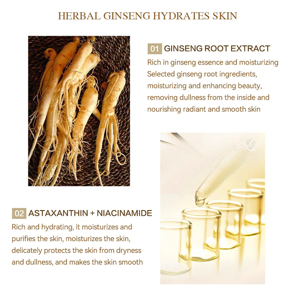 24K Gold Face Serum featuring ginseng root extract, astaxanthin and niacinamide in a skincare formula