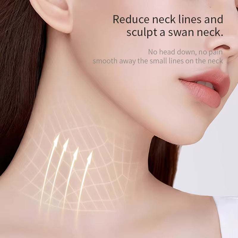 LED Neck Mask, wearable white skincare device with illuminated neck grid pattern for firming support