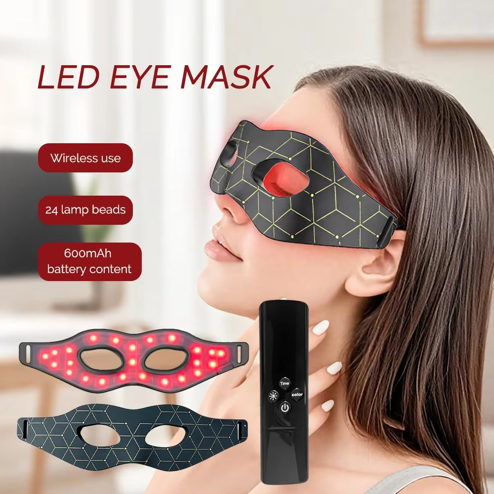 Revitalize Your Eyes with the Red Light Silicone Eye Mask - 7 Color LED Photon Therapy for Eye Fatigue, Wrinkles, and Dark Circles - Wireless Convenience!