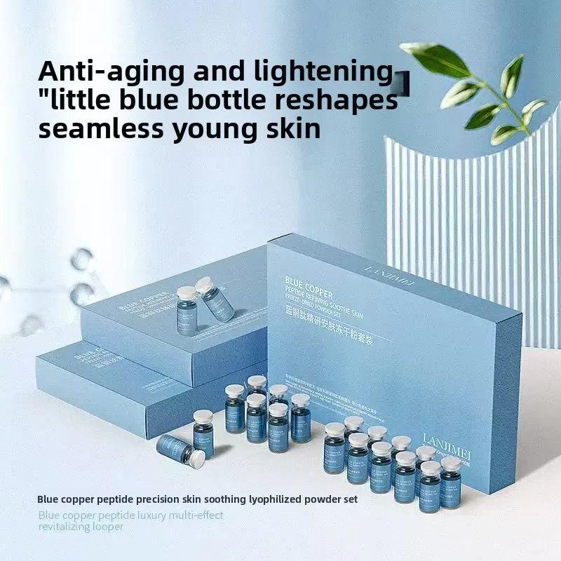 Blue copper peptide serum set for a mature skincare routine