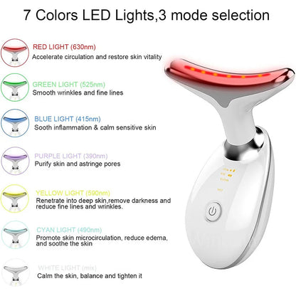 Transform Your Skin with the 7 Colors Anti-Wrinkle Facial Massager - Neck &amp; Face Beauty Device for Tightening and Lifting
