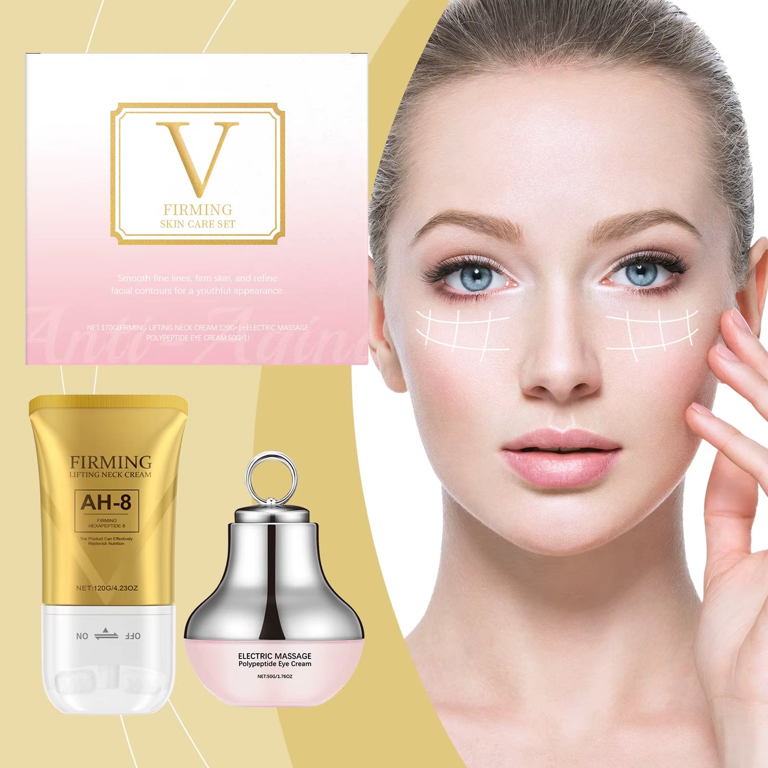 Revitalize Your Skin with AH-8 Firming Neck Cream and Electric Eye Moisturizer - Anti-Aging, Wrinkle Reduction, and Enhanced Elasticity!