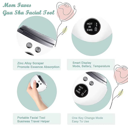 Revitalize Your Skin with the Warm Gua Sha Massage Beauty Device – Featuring EMS Microcurrent, Vibration, LED Light Therapy, and 9 Custom Modes for Ultimate Skin Tightening