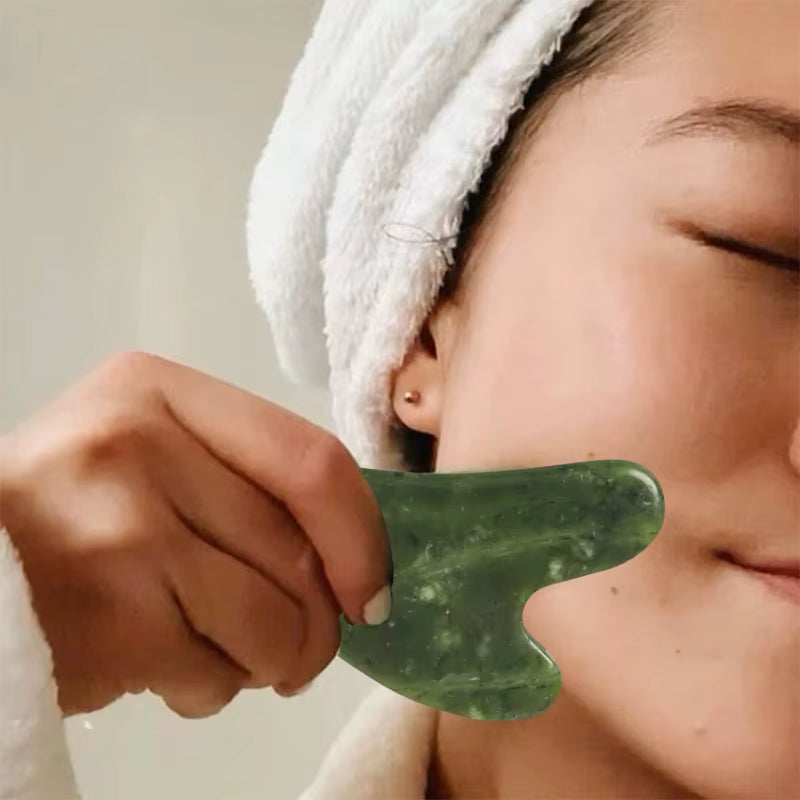 Revitalize Your Skin with the 1/2Pcs Jade Heart-Shape Massager Guasha Board - Perfect for Neck Relief, Face Thinning, and Wrinkle Prevention!