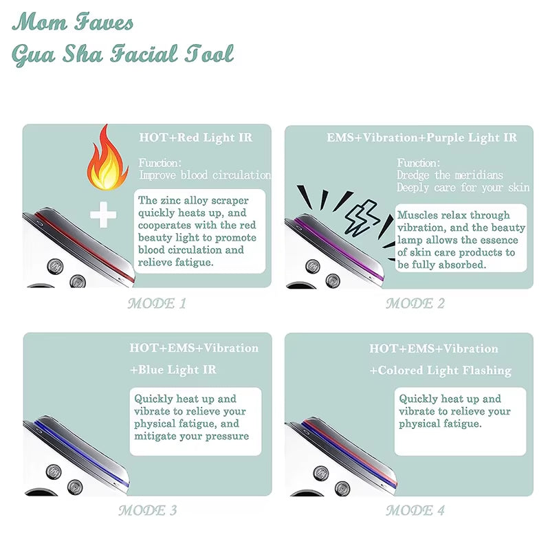 Revitalize Your Skin with the Warm Gua Sha Massage Beauty Device – Featuring EMS Microcurrent, Vibration, LED Light Therapy, and 9 Custom Modes for Ultimate Skin Tightening
