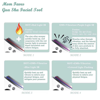 Revitalize Your Skin with the Warm Gua Sha Massage Beauty Device – Featuring EMS Microcurrent, Vibration, LED Light Therapy, and 9 Custom Modes for Ultimate Skin Tightening