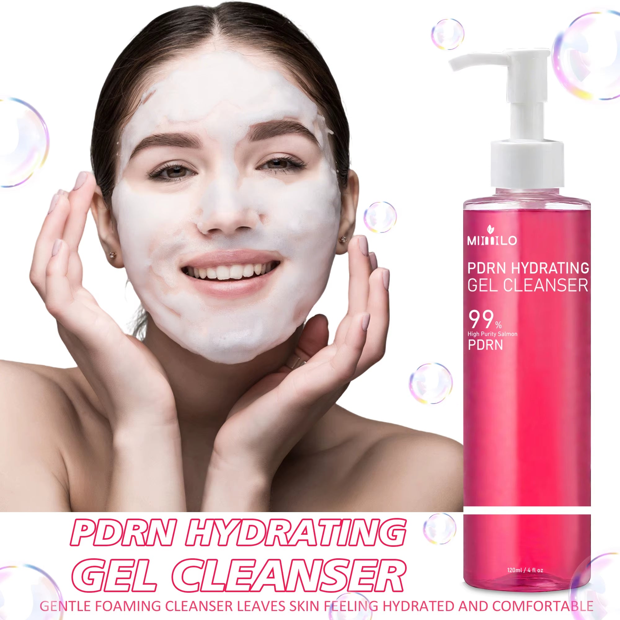 Experience Radiant Skin with DNA PDRN Salmon Pink Foam Cleansing Gel - Deep Cleansing, Oil Control, and Blackhead Removal