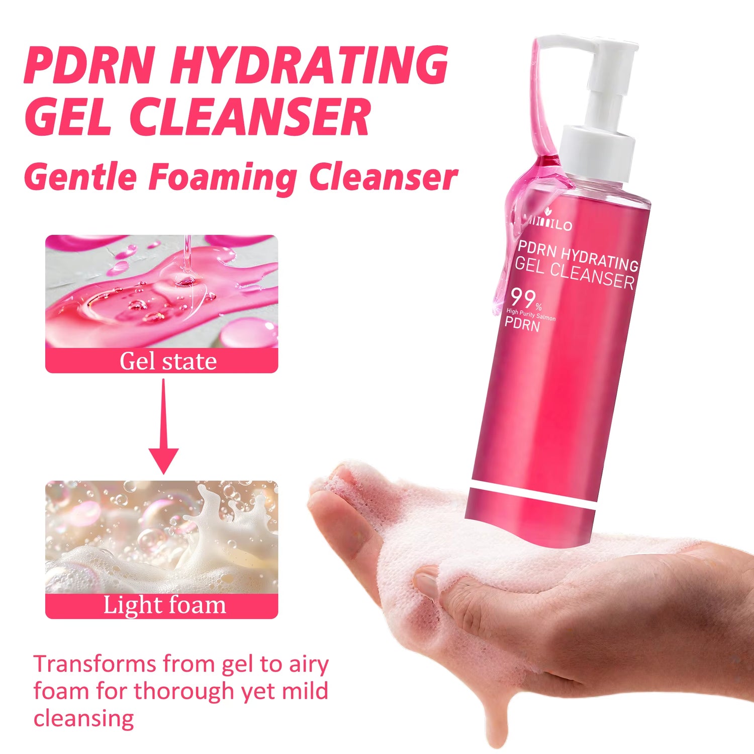 Experience Radiant Skin with DNA PDRN Salmon Pink Foam Cleansing Gel - Deep Cleansing, Oil Control, and Blackhead Removal