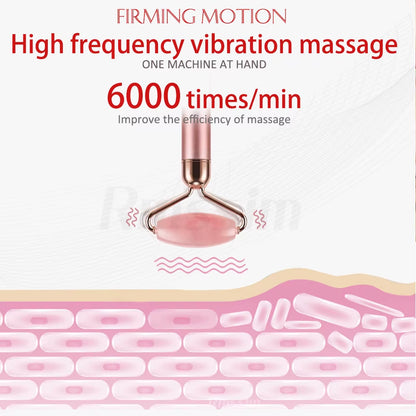 Revitalize Your Skin with the New Electric Vibrating Jade Roller Massager - Slimming Face Lifting Rose Quartz 3D Facial Tool