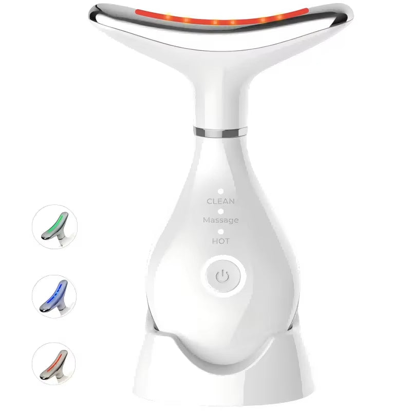 Revitalize Your Skin with the 3-in-1 LED Neck Beauty Device - Microcurrent Facial Massager for Daily Anti-Aging Skincare