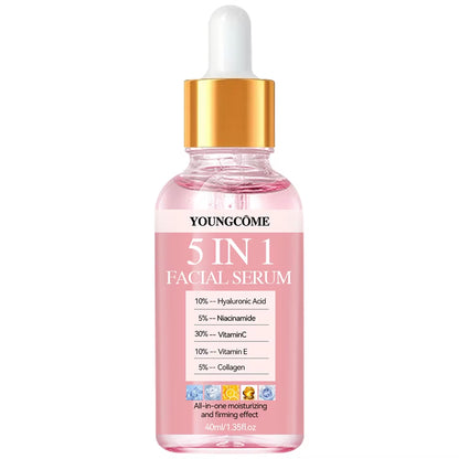 5 in 1 Fade Fine Lines Firming Face Serum Vitamin C Hyaluronic Acid Facial Serum Moisturizing Brightning Shrink Pores