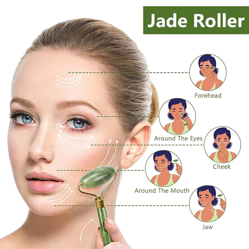 Revitalize Your Skin with the Gua Sha Jade Massager Roller - Enhance Beauty and Reduce Tension for Face, Neck, and Eyes