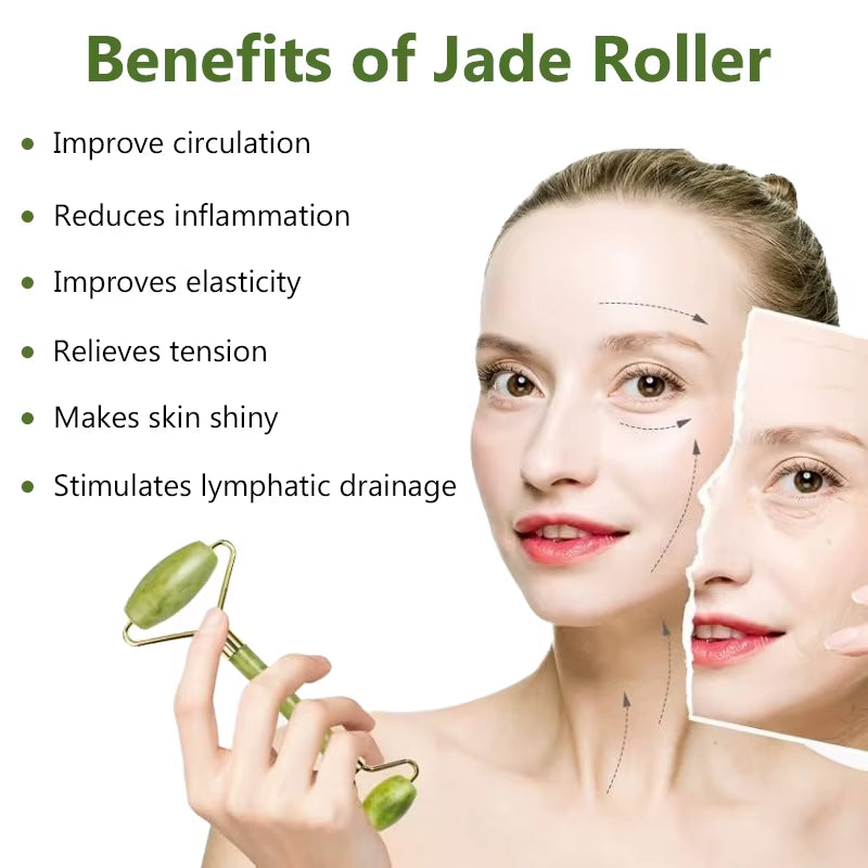 Revitalize Your Skin with the Gua Sha Jade Massager Roller - Enhance Beauty and Reduce Tension for Face, Neck, and Eyes