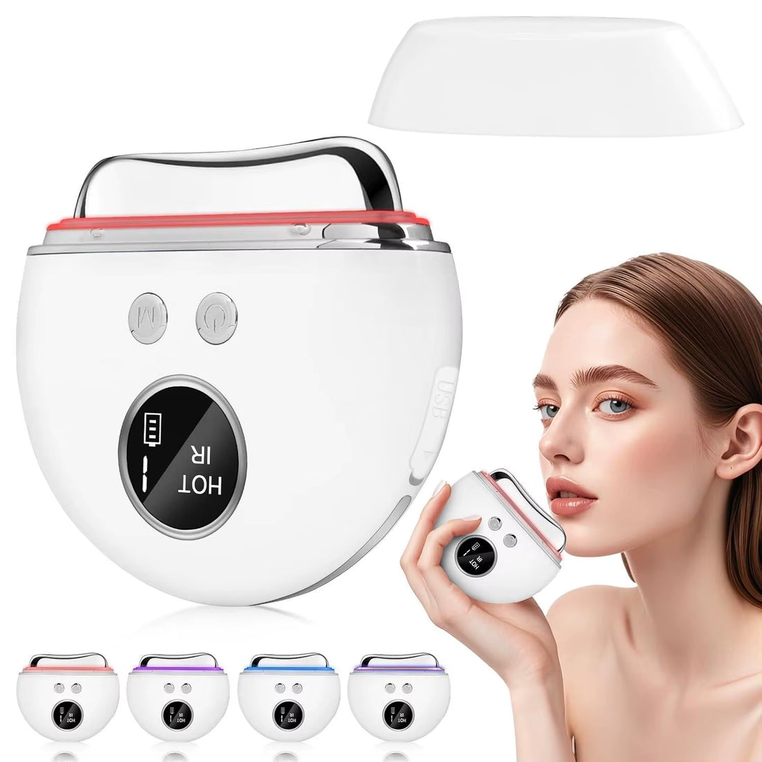 Revitalize Your Skin with the 2024 5-in-1 Heating Vibration LED Facial Massager - Neck Lifting Gua Sha Tool for Ultimate Rejuvenation