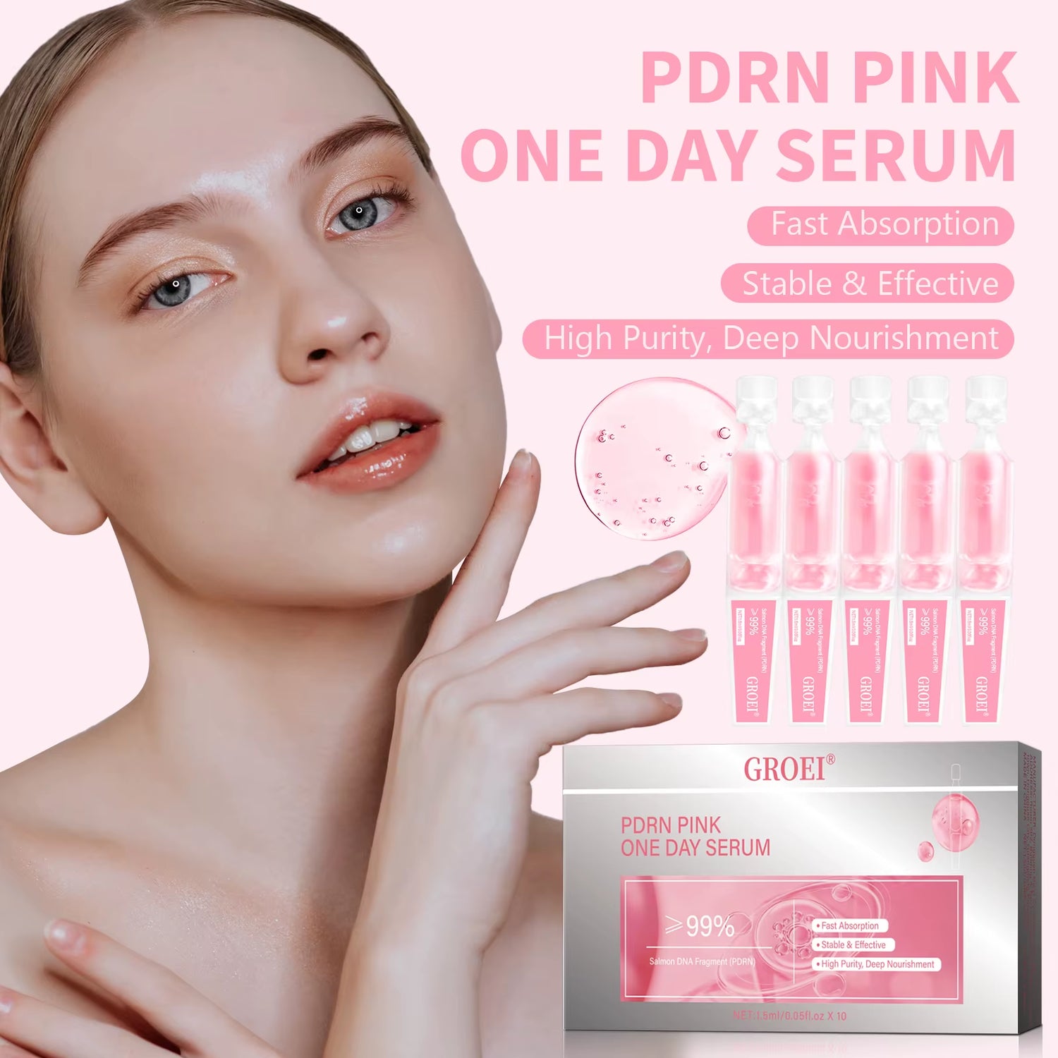 Revitalize Your Skin with 10Pcs PDRN Serum - Moisturizing, Brightening, and Anti-Aging Facial Treatment