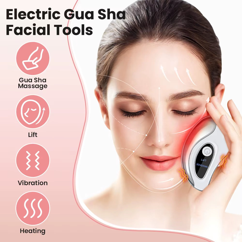 Electric Gua Sha Facial Scraper Board Microcurrent Neck Massager Face Lift Plate Vibration Facial Lifting Firming Skin Care Tool