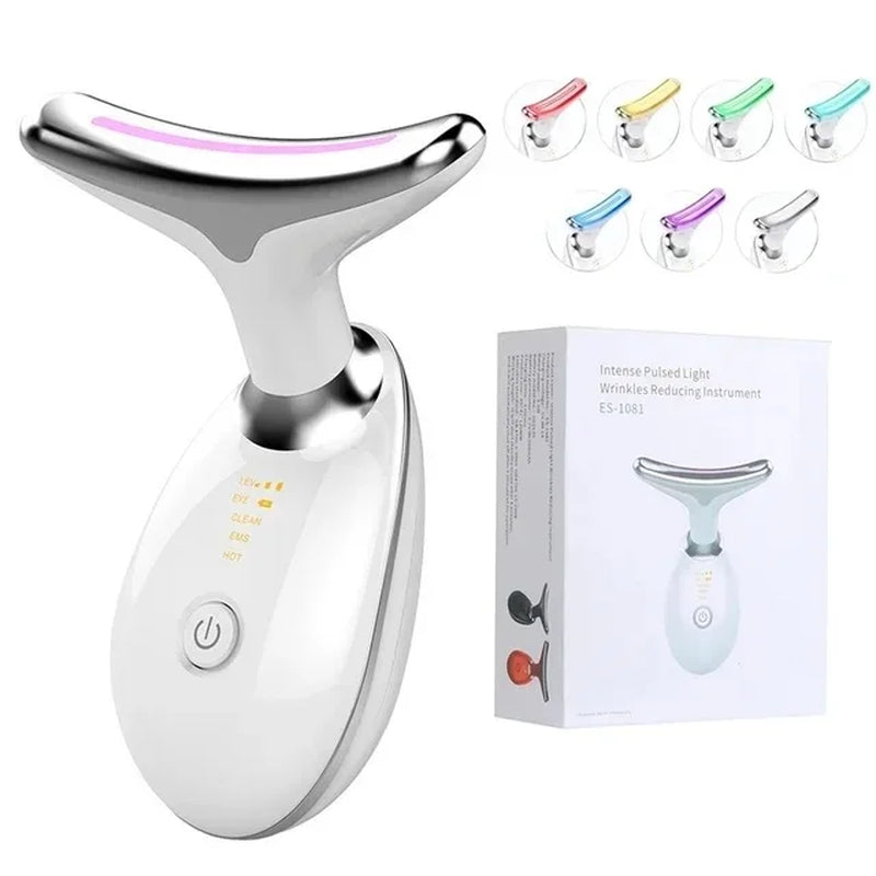 Transform Your Skin with the 7 Colors Anti-Wrinkle Facial Massager - Neck &amp; Face Beauty Device for Tightening and Lifting