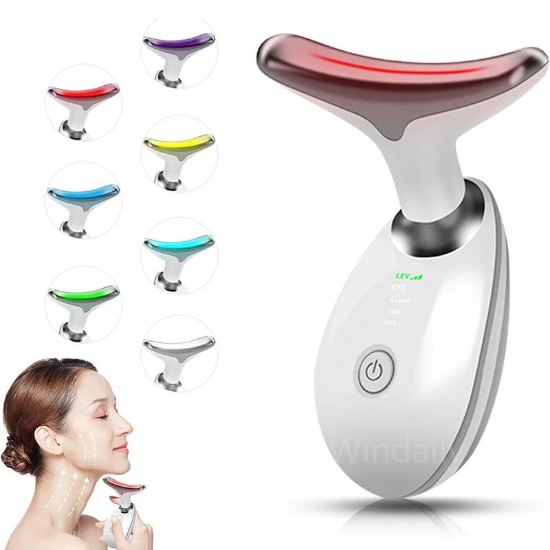 Transform Your Skin with the 7 Colors Anti-Wrinkle Facial Massager - Neck &amp; Face Beauty Device for Tightening and Lifting