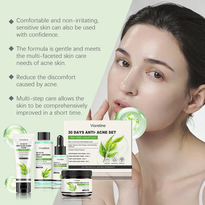 Viareline Salicylic Acid Skin Care Set Daily Moisturizing Enhance Smoothness Gentle Acne Treatment Non-greasy Skin Care Set