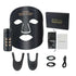 Face Photon Rejuvenation black facial mask with geometric pattern, control unit, USB cable, accessories, and instruction manual for skin therapy